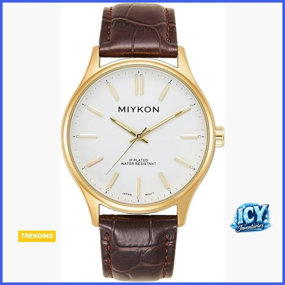 Ultra-Thin Analog Dress Watch with Genuine Leather Strap